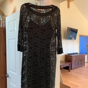 Diane Von Furstenberg green lace dress 8